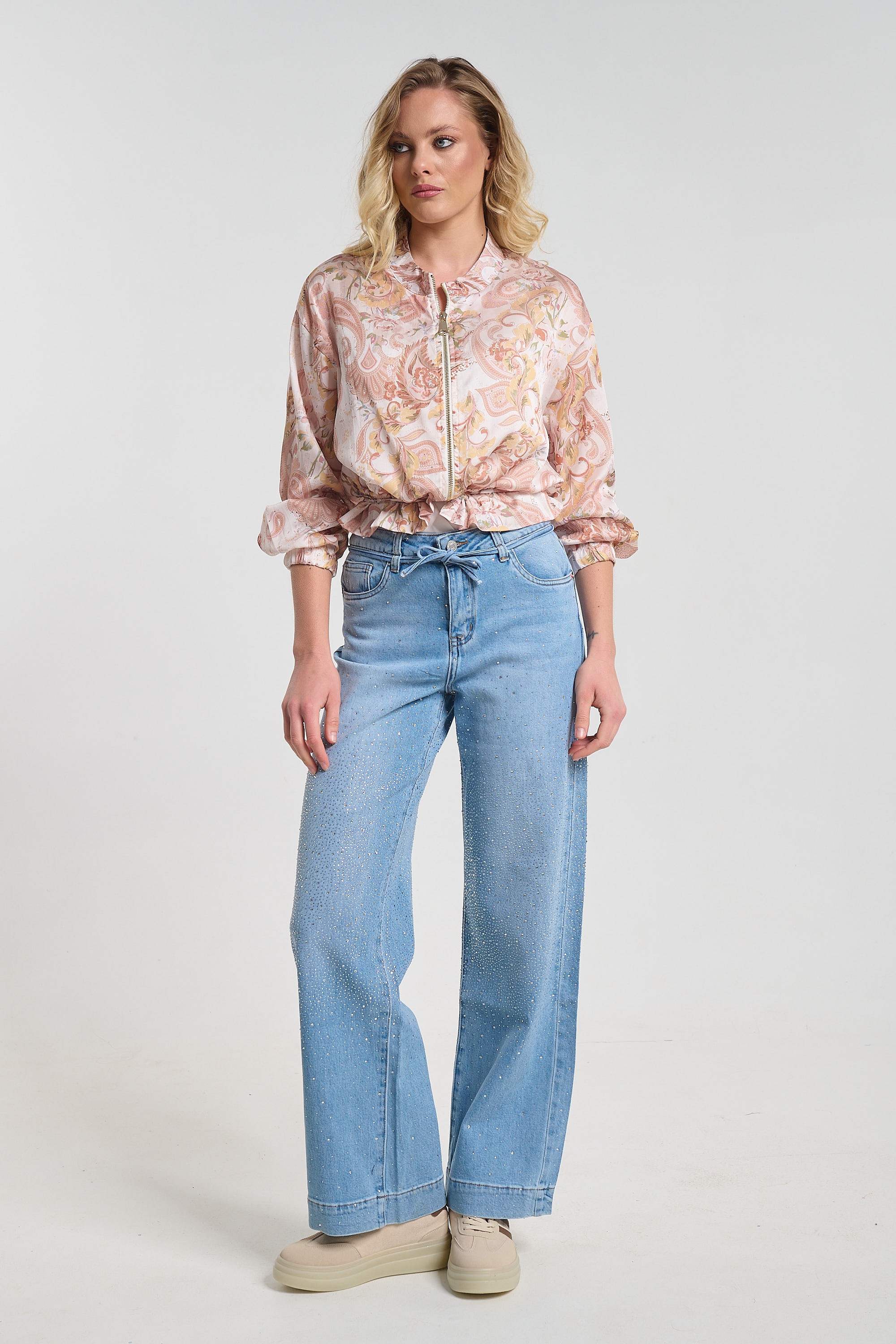 Patterned Jacket with Mao Collar