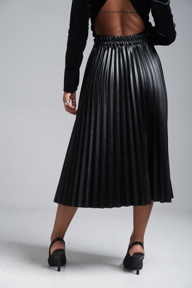 Φούστα Midi Πλισέ Δερματίνη