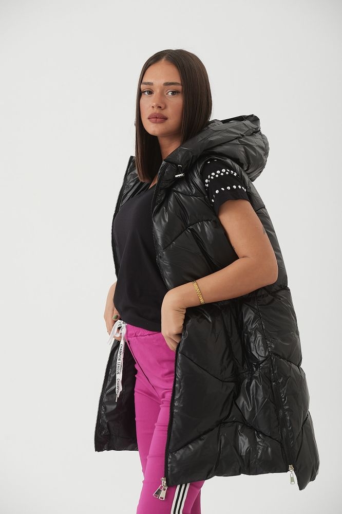 Μπουφάν Αμάνικο Μακρύ Με Φερμουάρ Πλάι