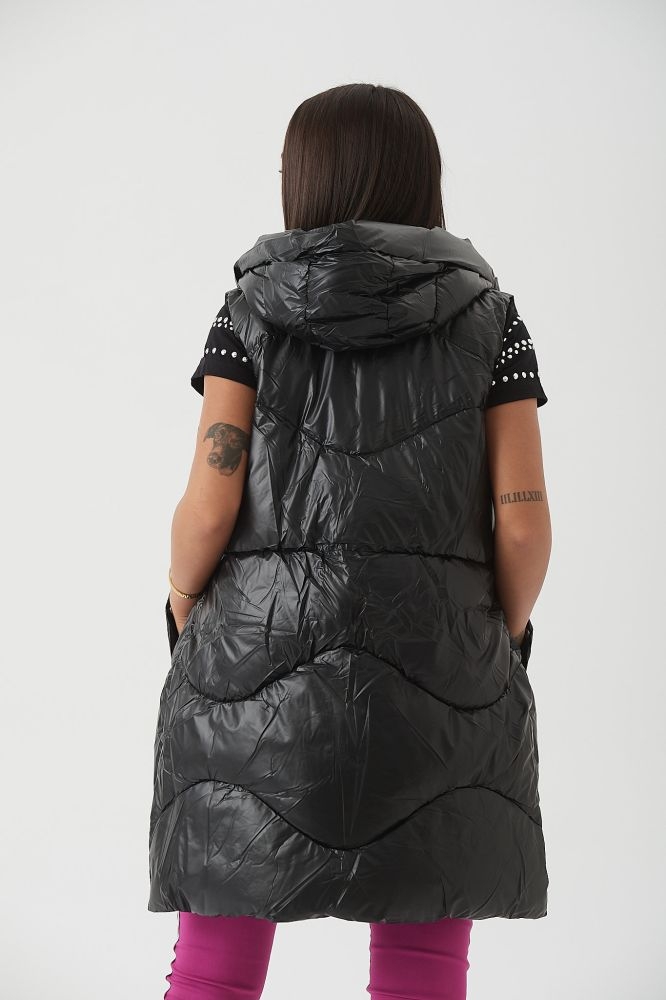 Μπουφάν Αμάνικο Μακρύ Με Φερμουάρ Πλάι