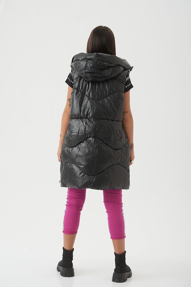 Μπουφάν Αμάνικο Μακρύ Με Φερμουάρ Πλάι