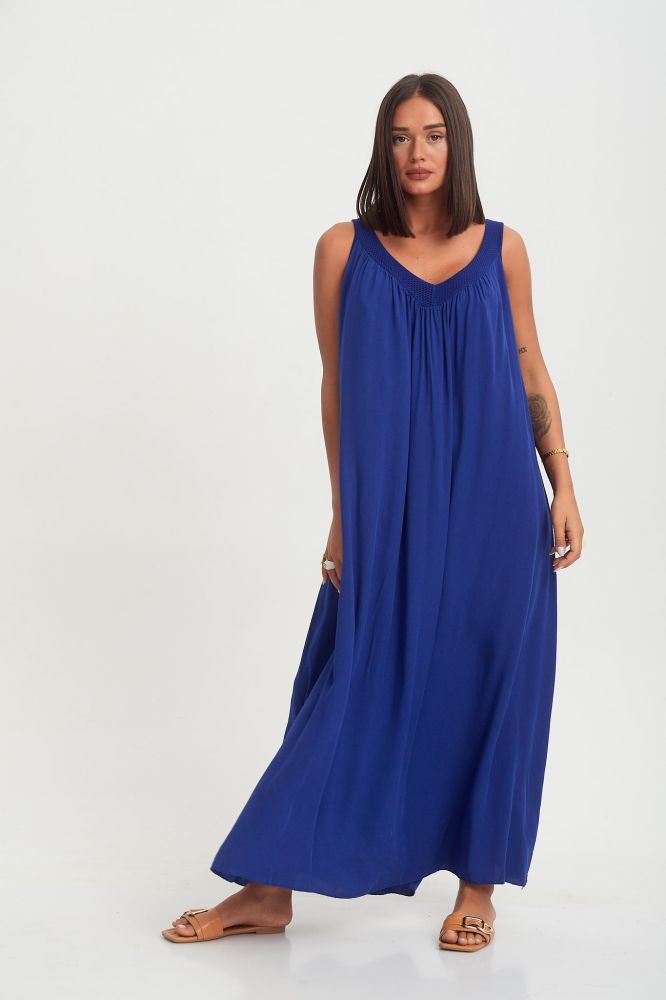 Φόρεμα Maxi Με Σχέδια Στο Λαιμό