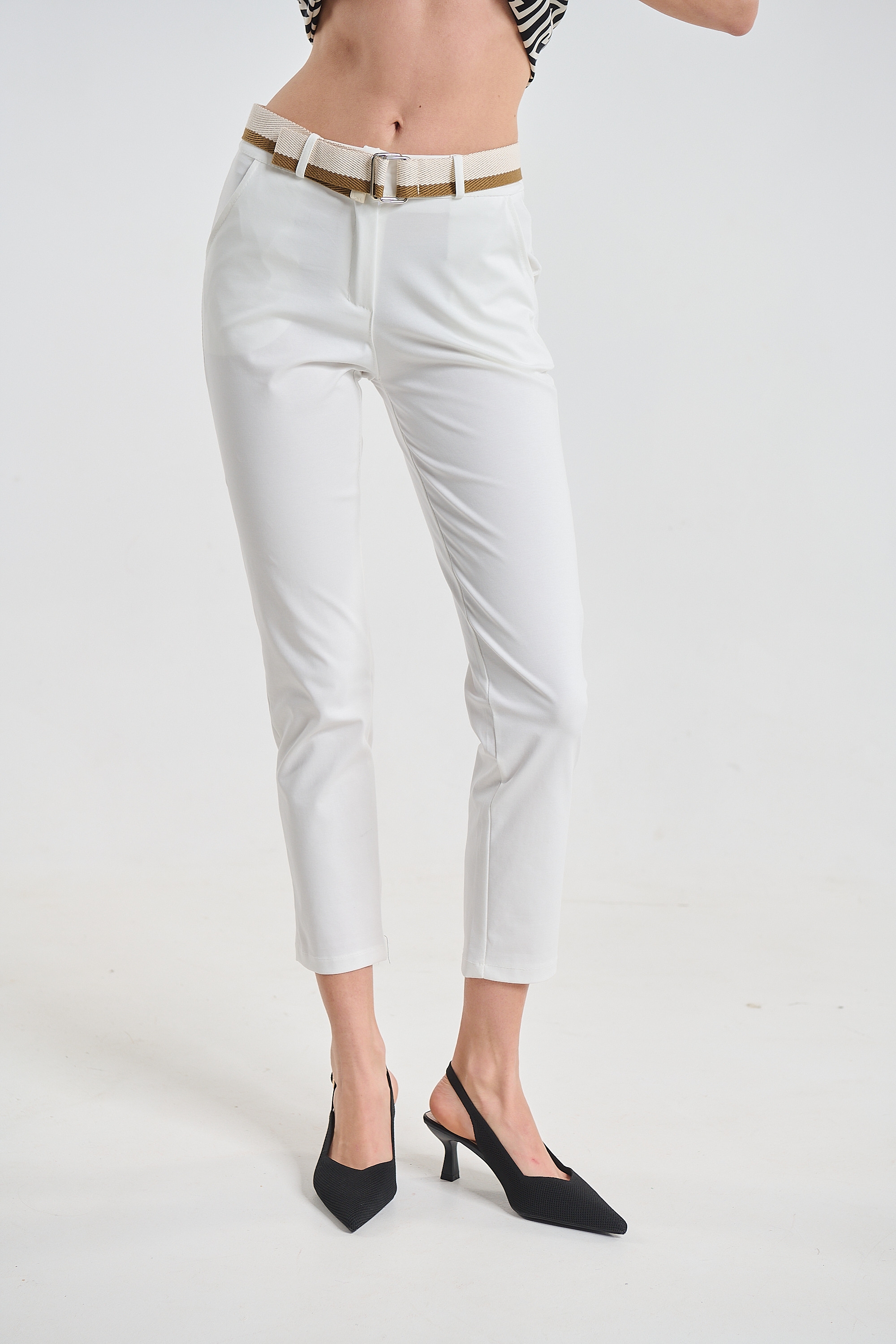 Belted Pants with Elastic Waist