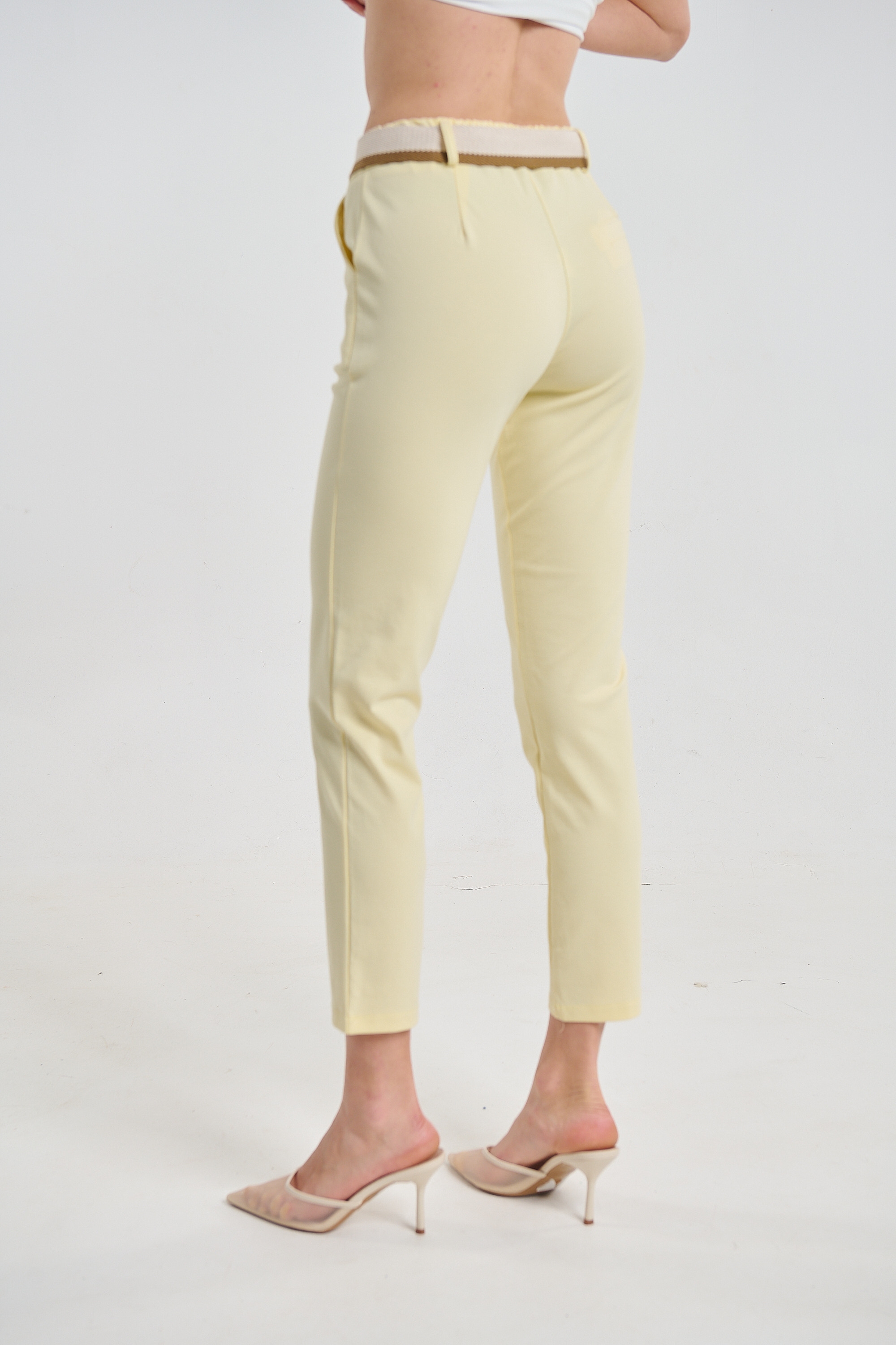 Belted Pants with Elastic Waist