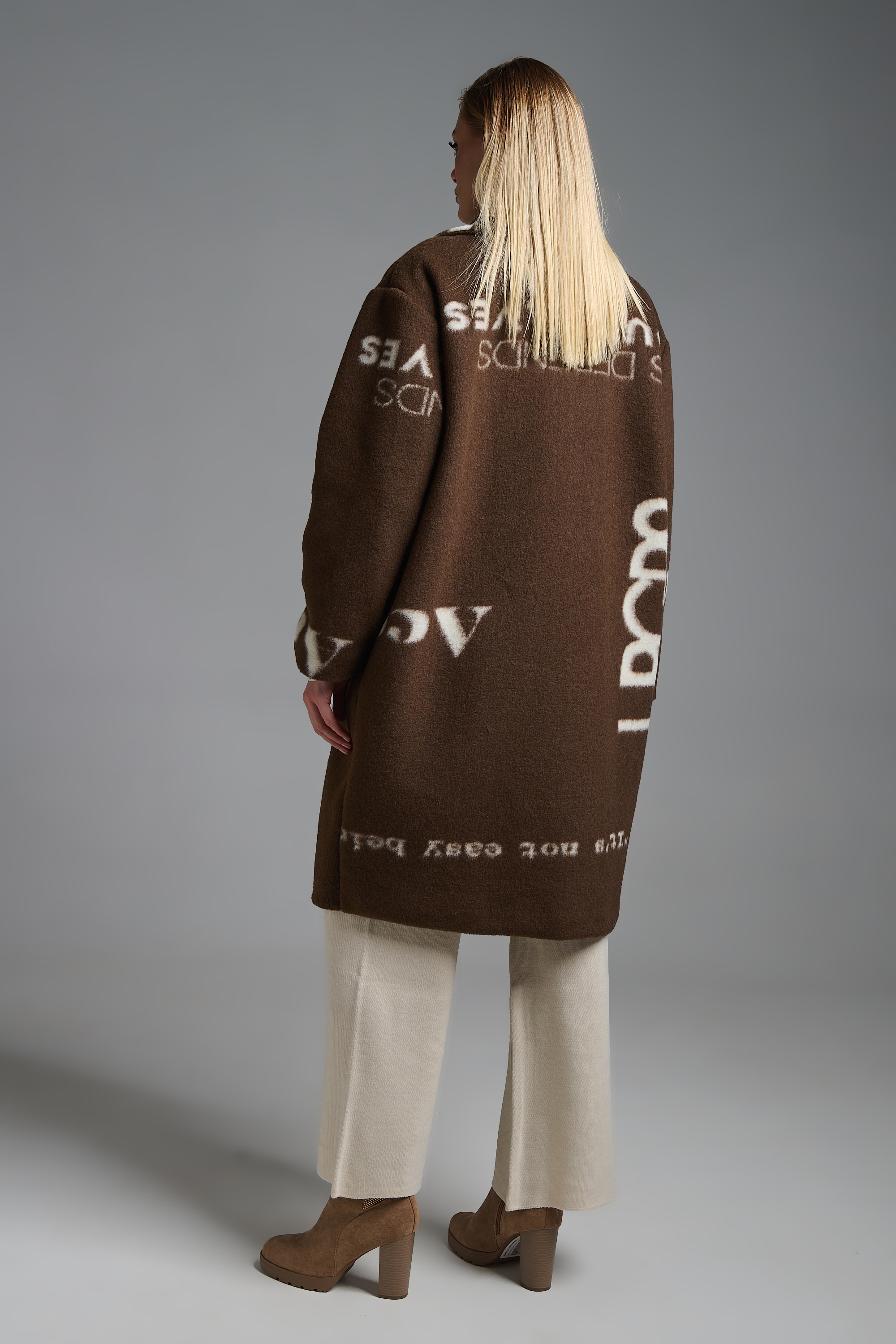 Letter Printed Mohair Coat