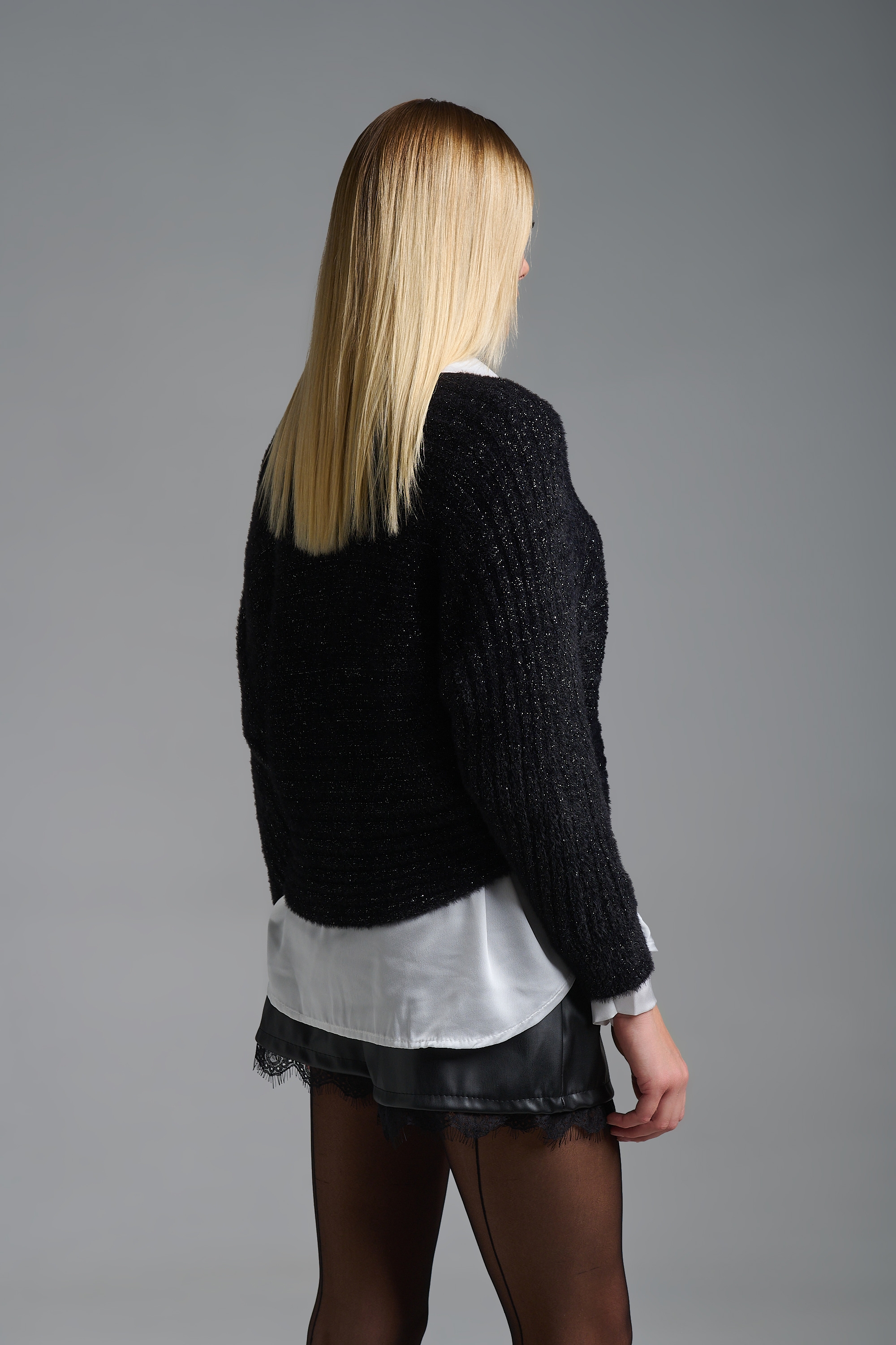 Μπλούζα Μοχέρ Με Χρυσή Κλωστή