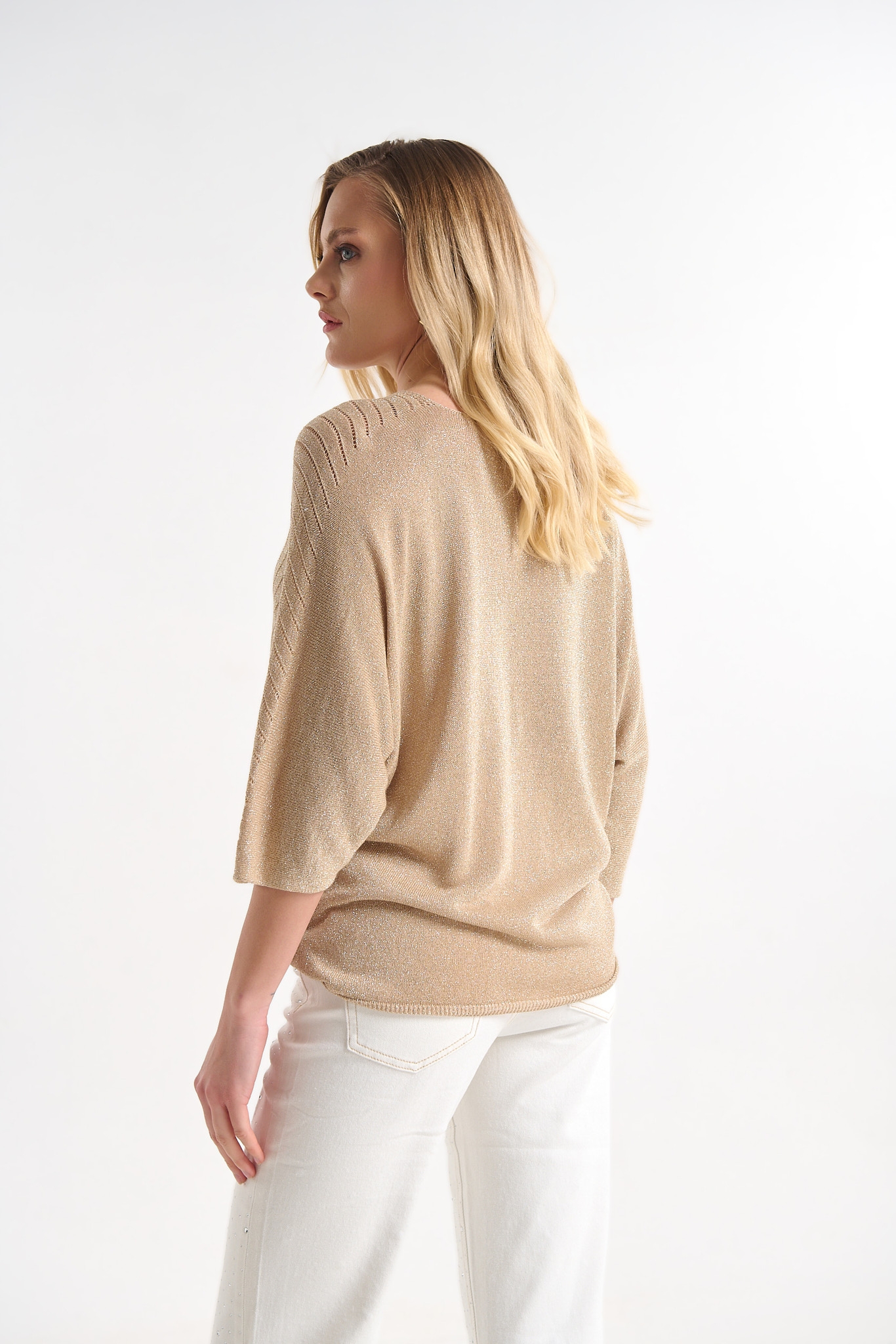 Μπλούζα Λούρεξ Με V Λαιμόκοψη