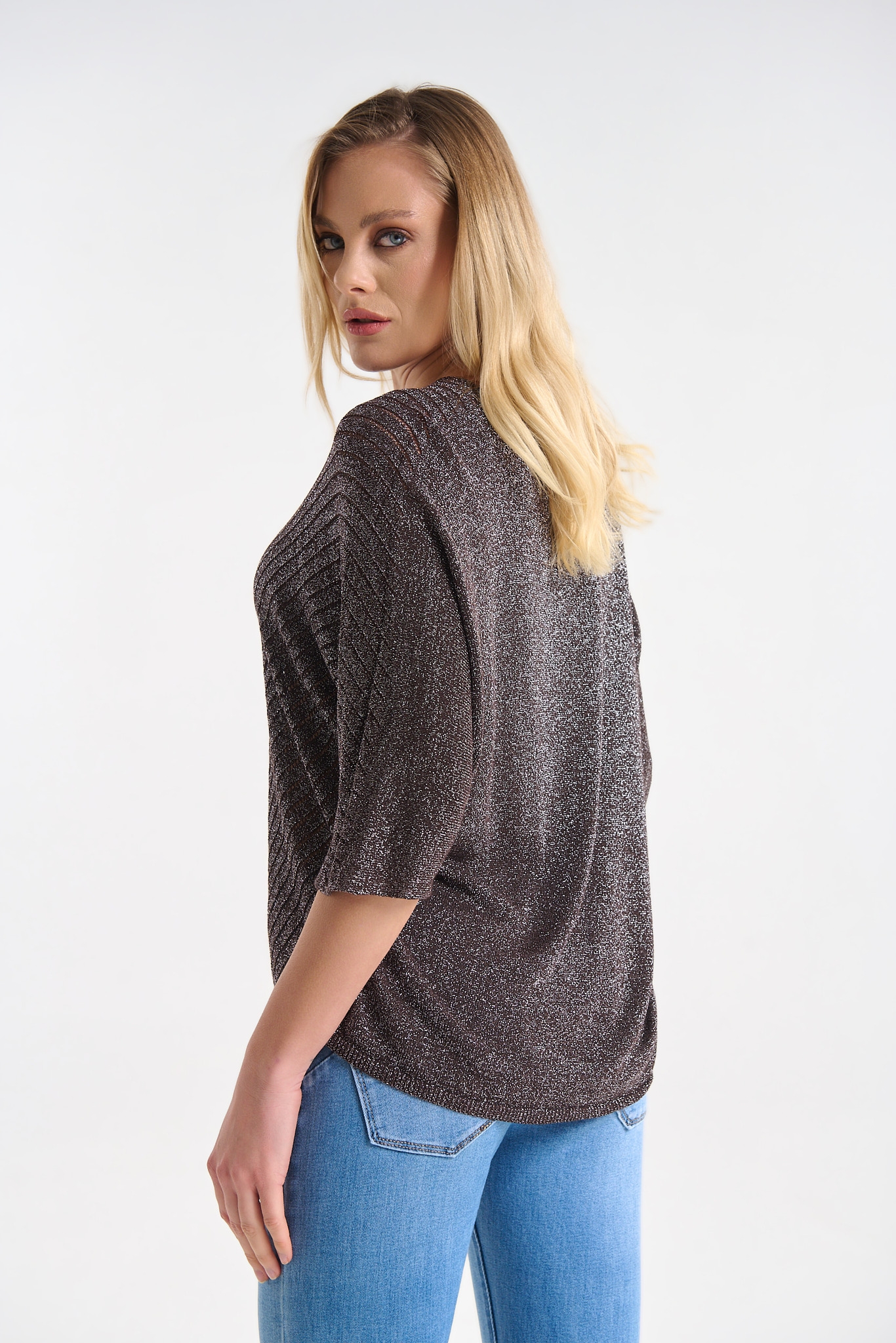 Μπλούζα Λούρεξ Με V Λαιμόκοψη