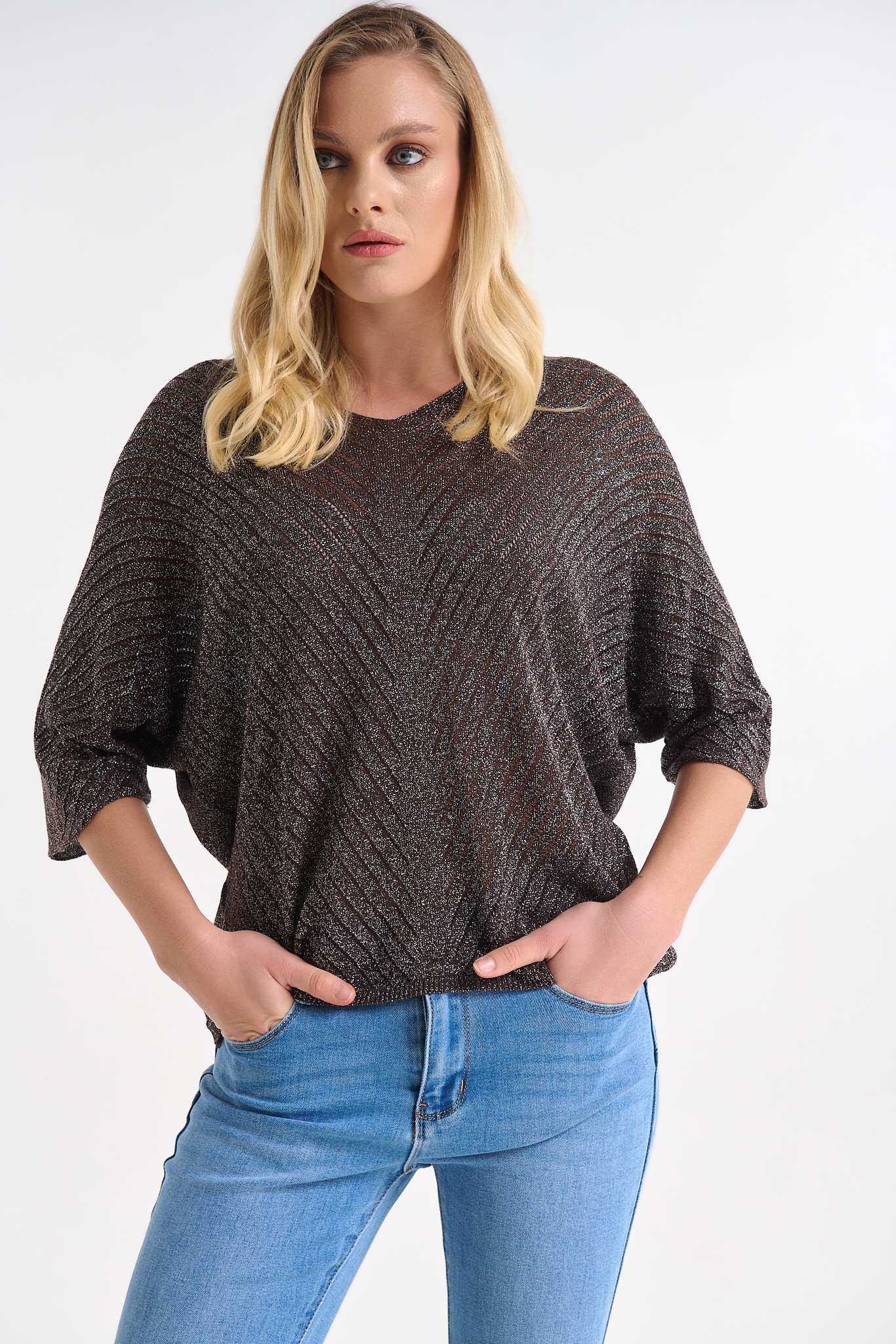 Μπλούζα Λούρεξ Με V Λαιμόκοψη