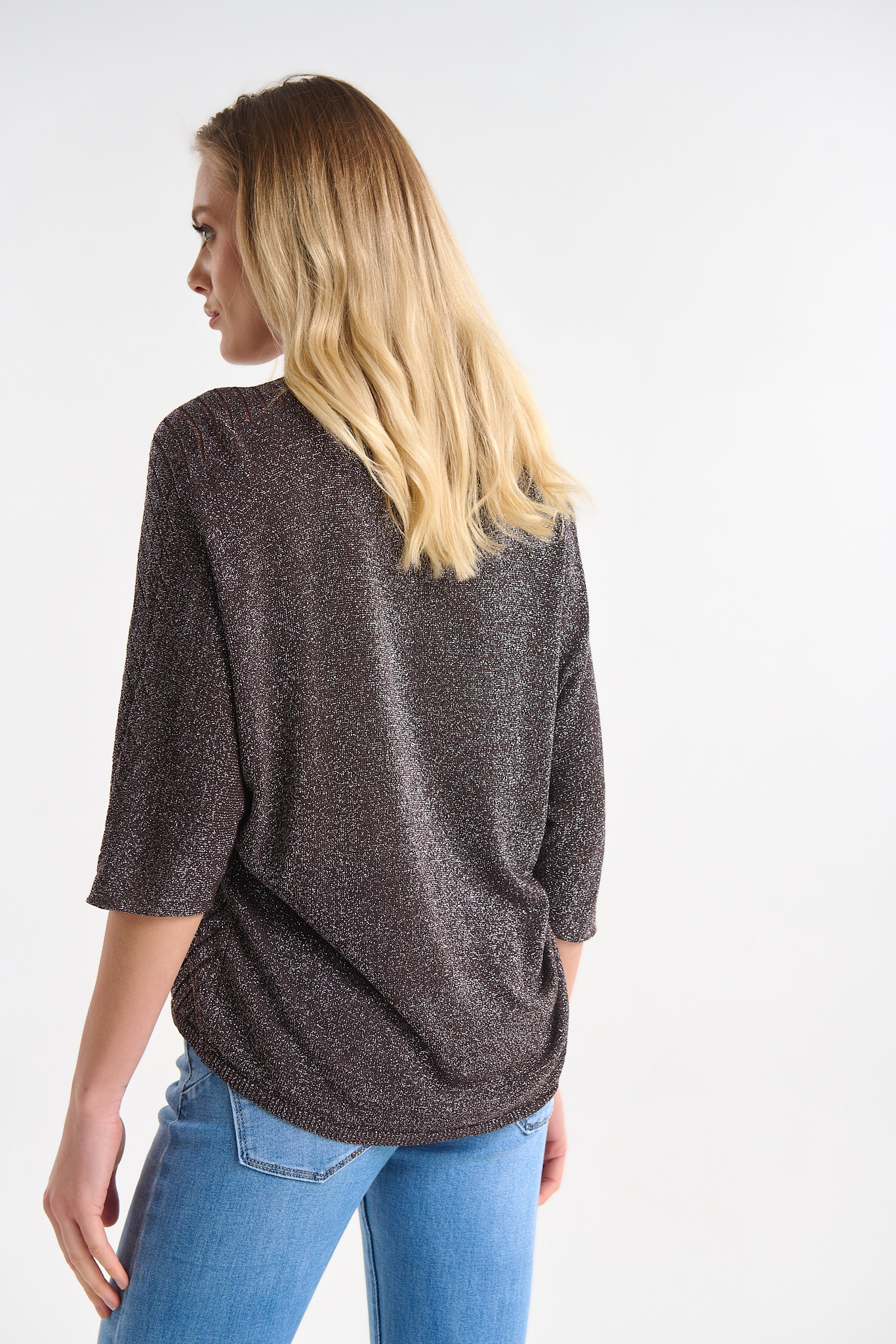 Μπλούζα Λούρεξ Με V Λαιμόκοψη