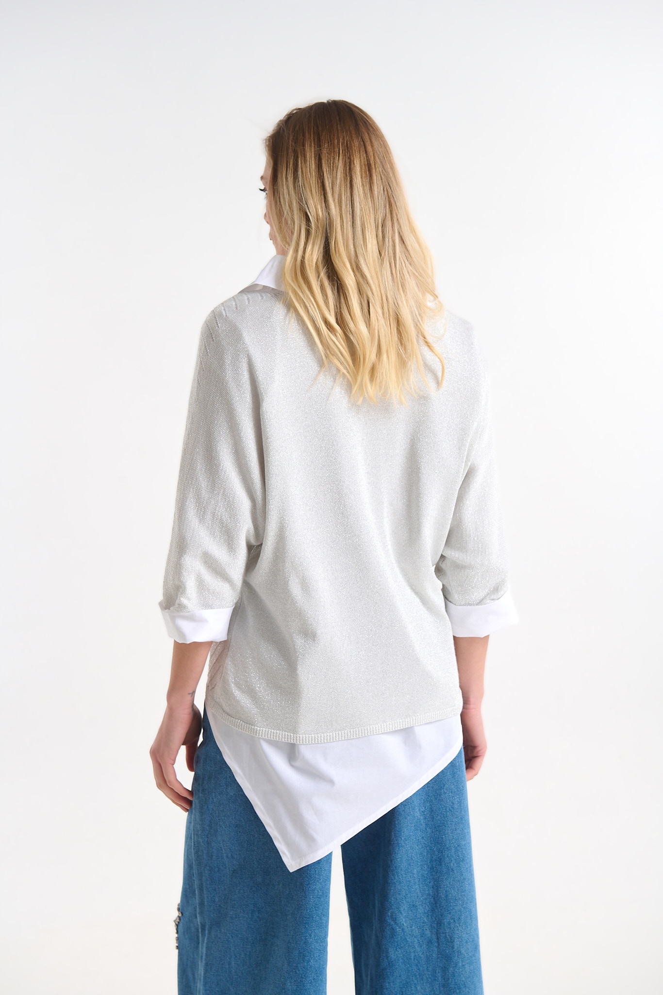 Μπλούζα Λούρεξ Με V Λαιμόκοψη