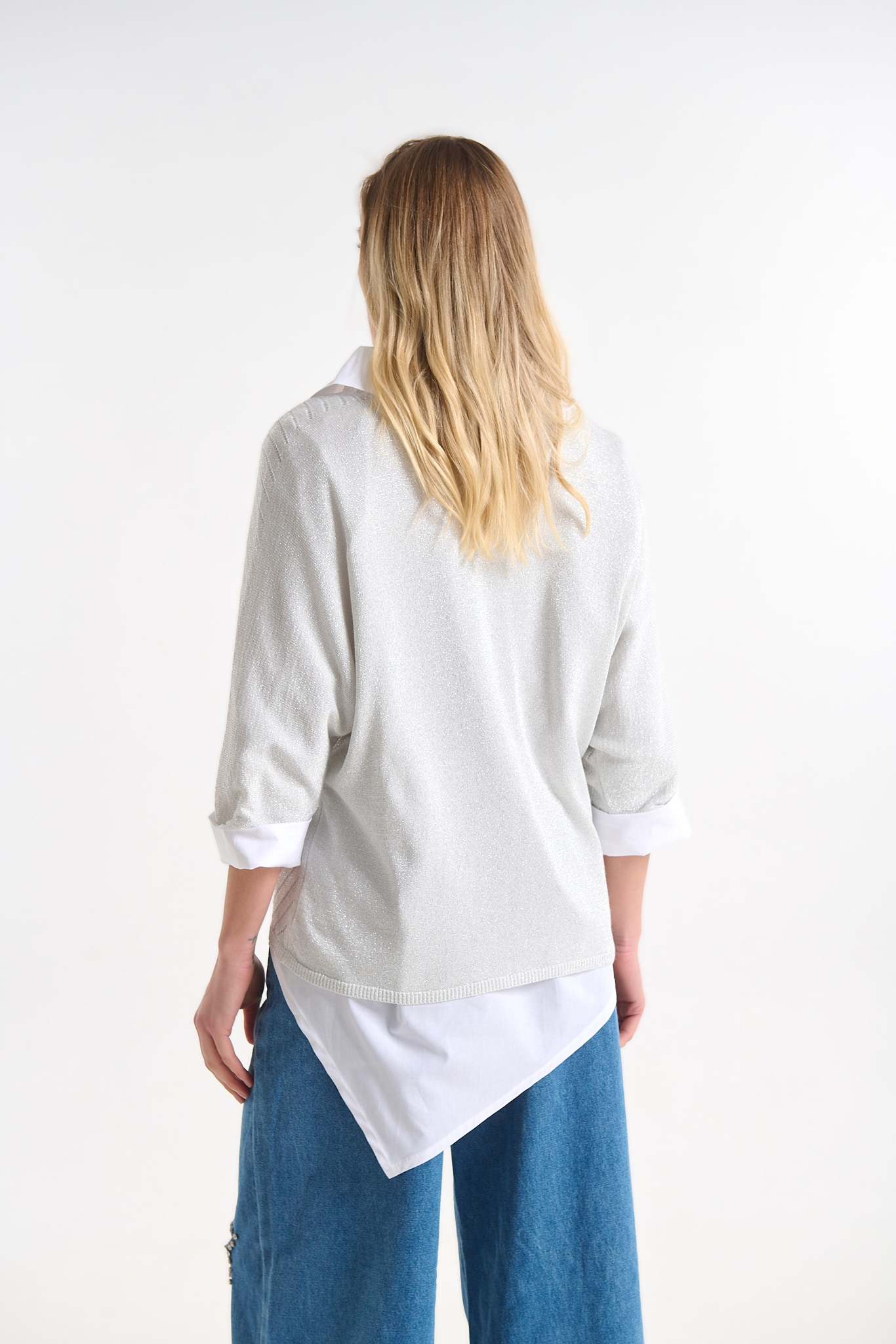 Μπλούζα Λούρεξ Με V Λαιμόκοψη