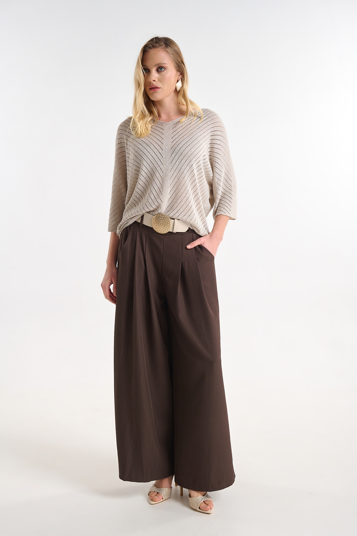 Μπλούζα Λούρεξ Με V Λαιμόκοψη