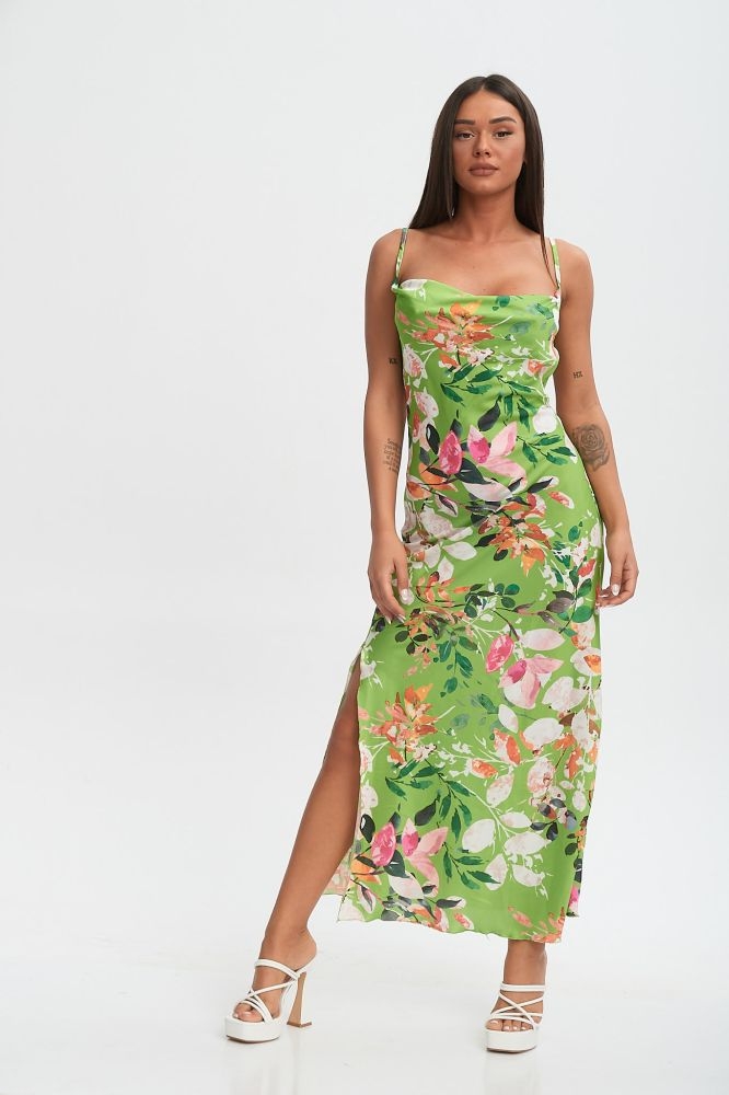 Φλοράλ Σατέν Midi Dress