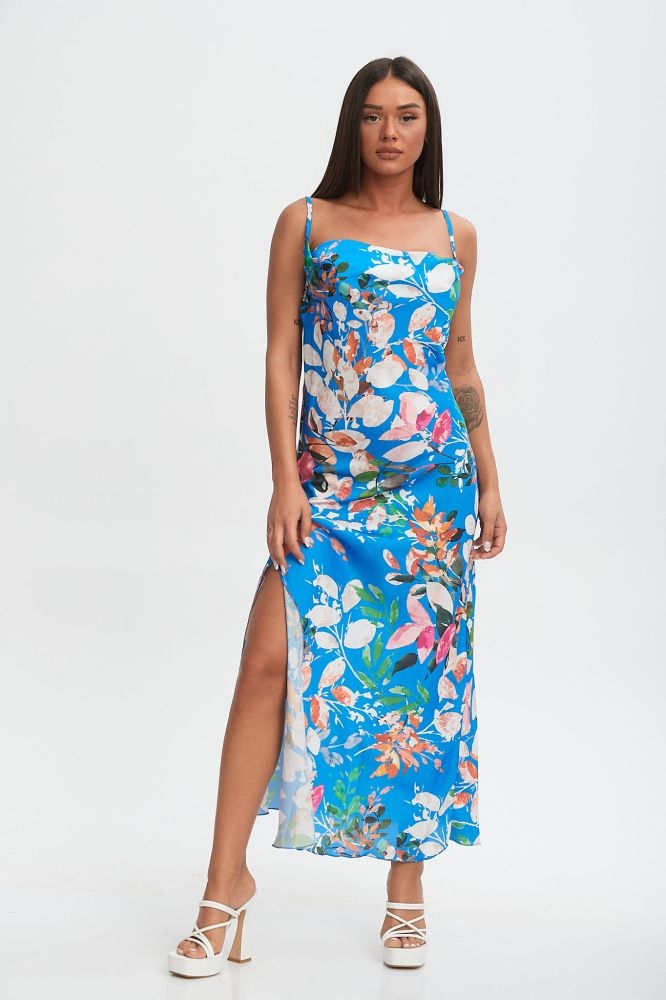 Φλοράλ Σατέν Midi Dress