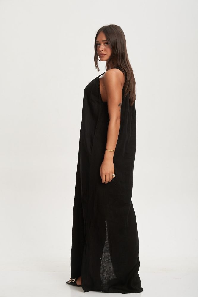 Φόρεμα Λινό Με Σχέδιο Στο Λαιμό