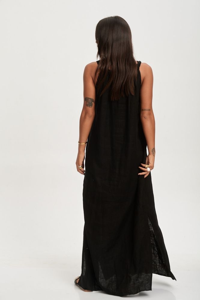 Φόρεμα Λινό Με Σχέδιο Στο Λαιμό