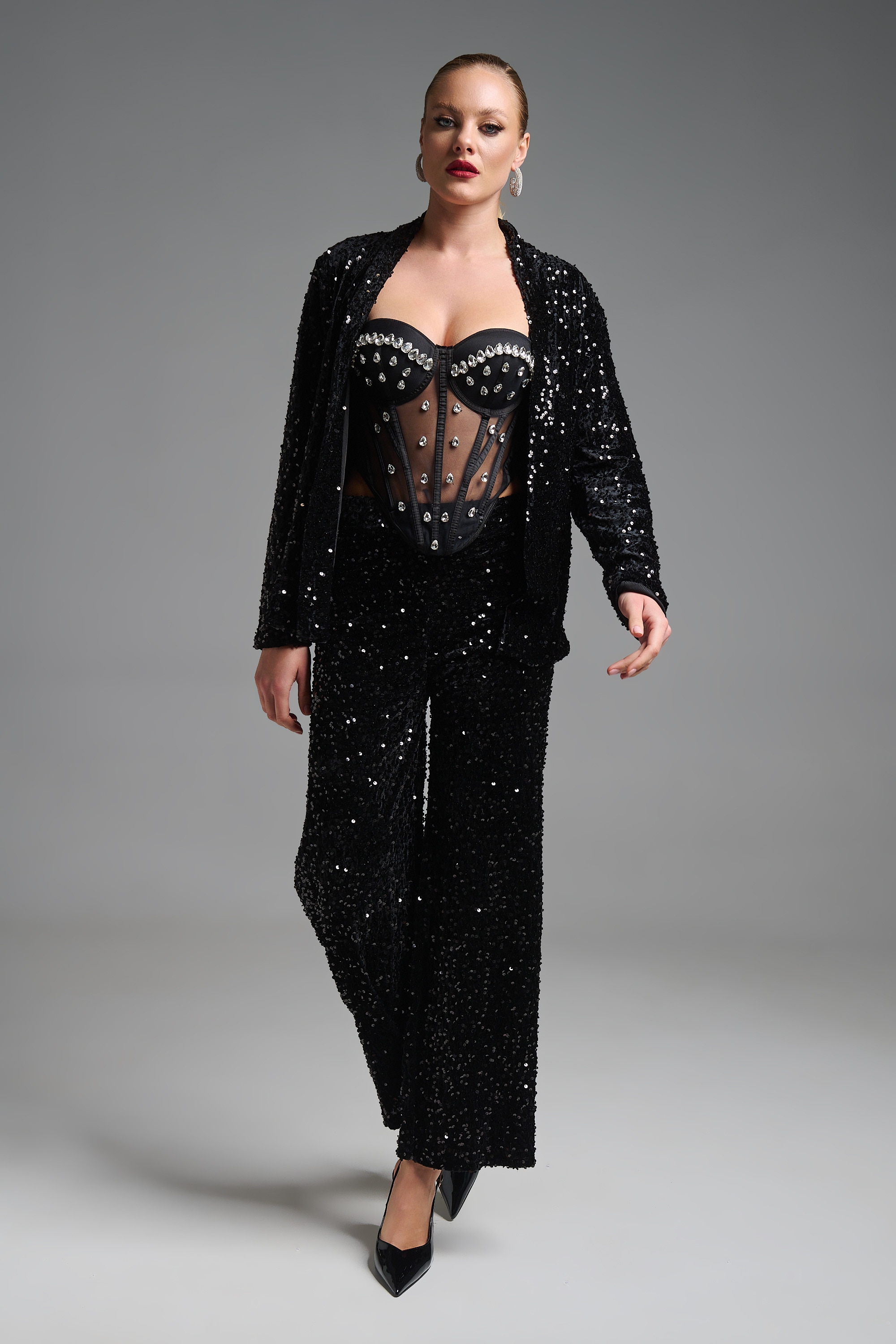 Sequin Two Pieces Velvet  Set