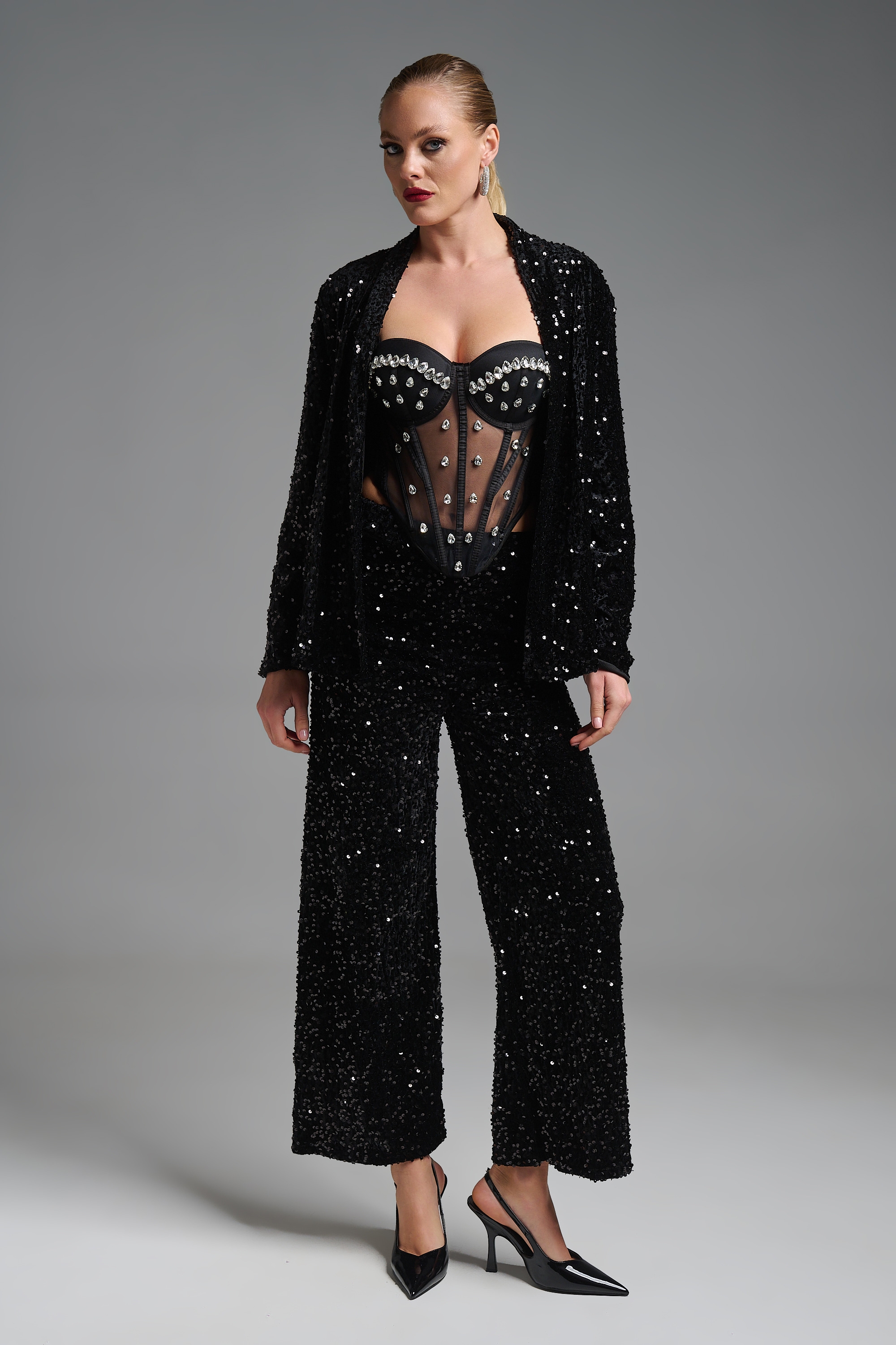 Sequin Two Pieces Velvet  Set