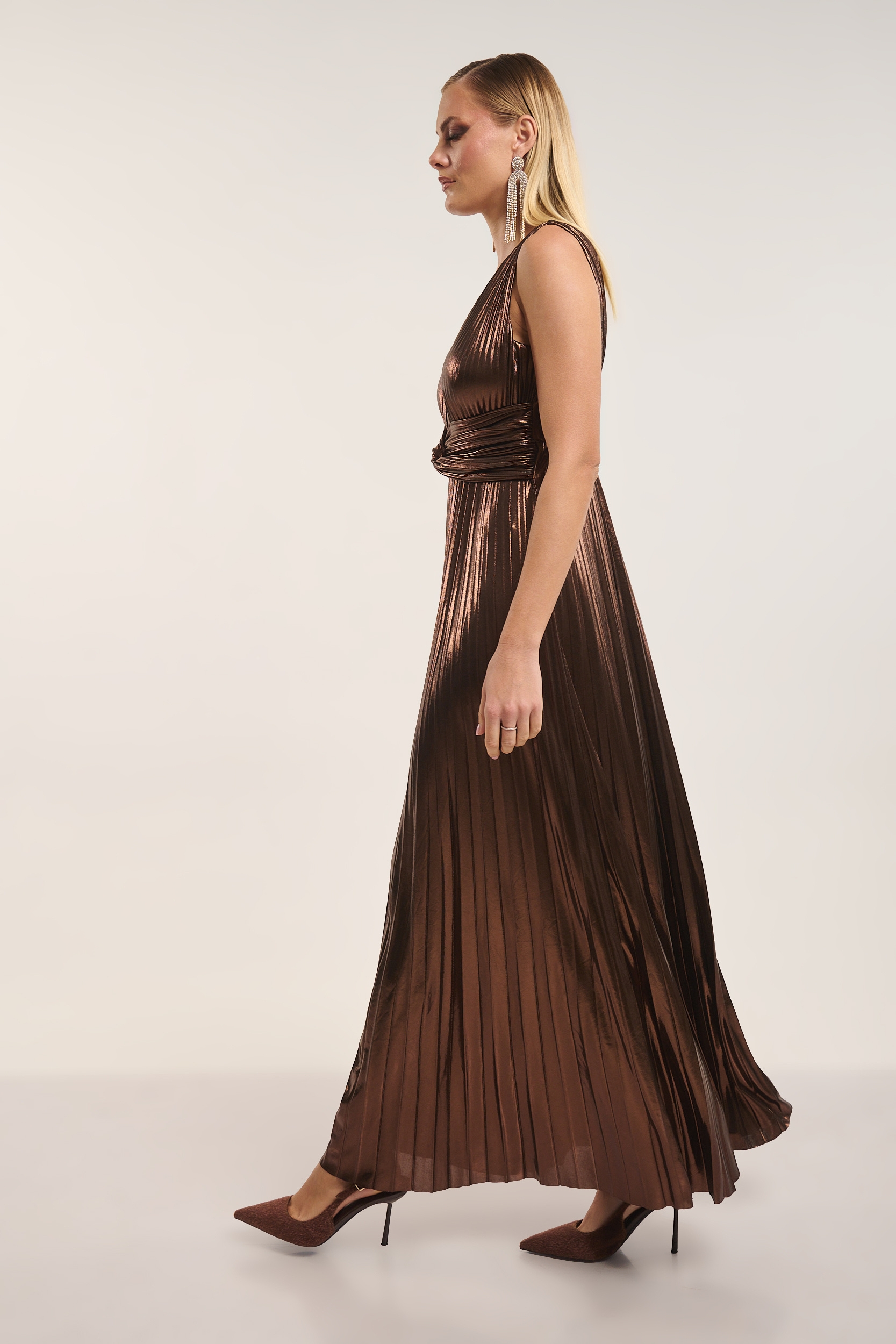 Mermaid Pleated Sleeveless Maxi Dress