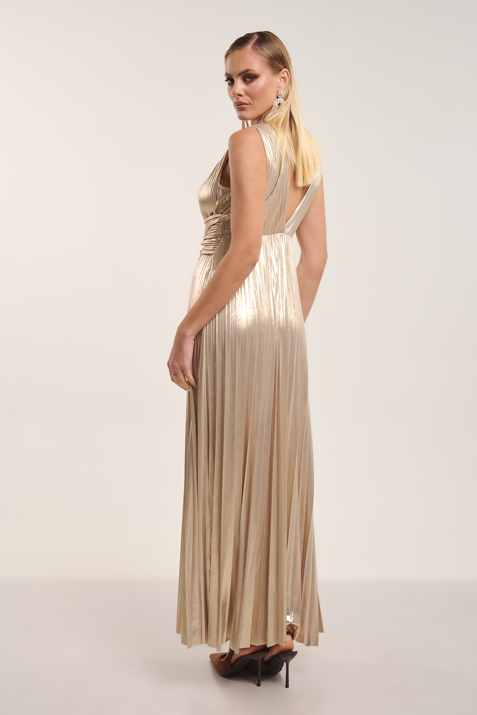 Φόρεμα Μάξι Αμάνικο Πλισέ Mermaid