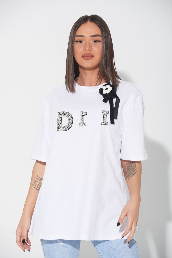 T-shirt Με Στρας Και Καρφίτσα