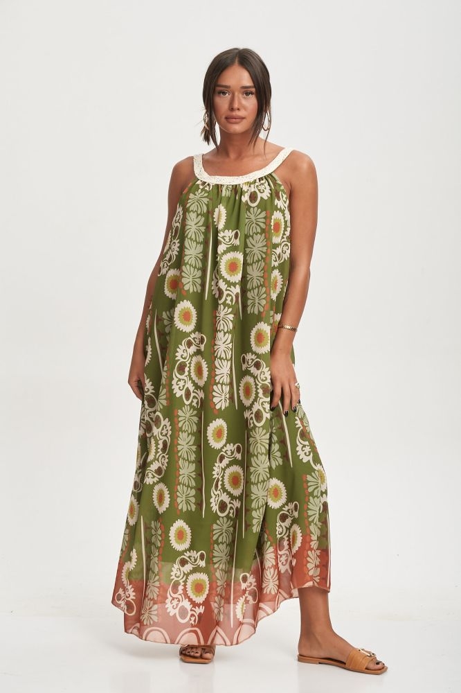 Φόρεμα Maxi με Παρτούς Ώμους