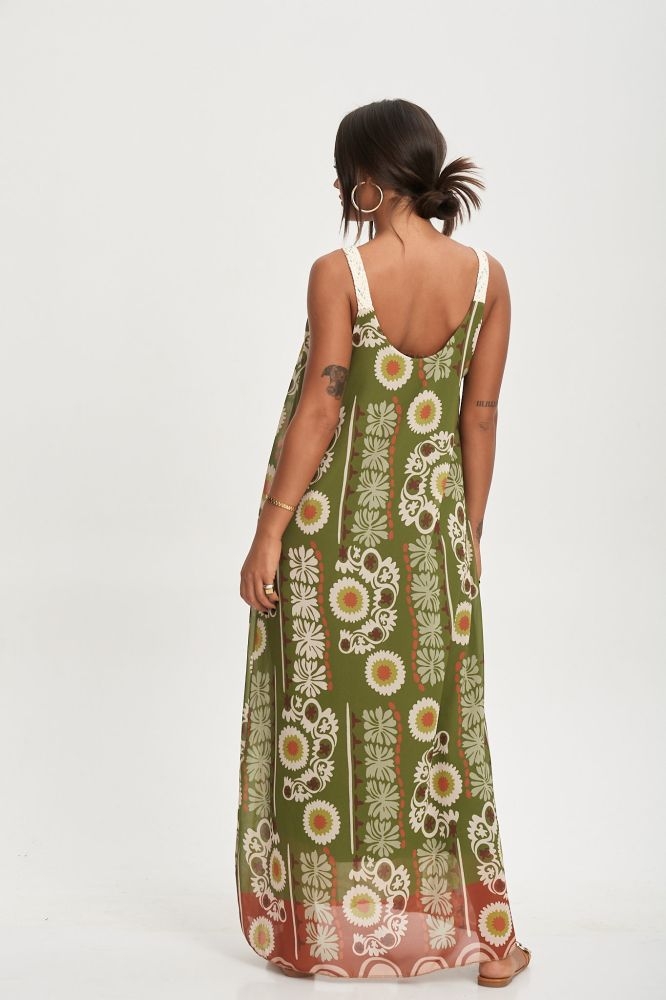 Φόρεμα Maxi με Παρτούς Ώμους