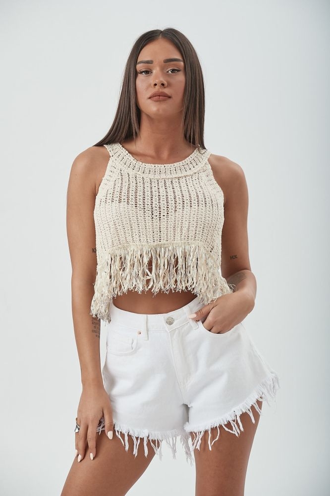 Fringed Knit Top