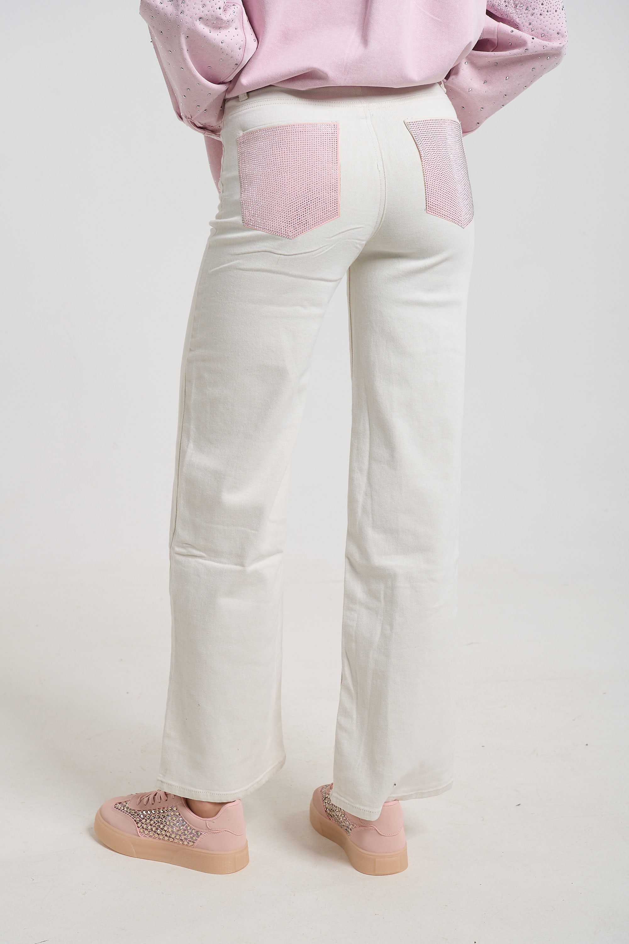 Rhinestone Back Pocket Flared Jeans for Women
