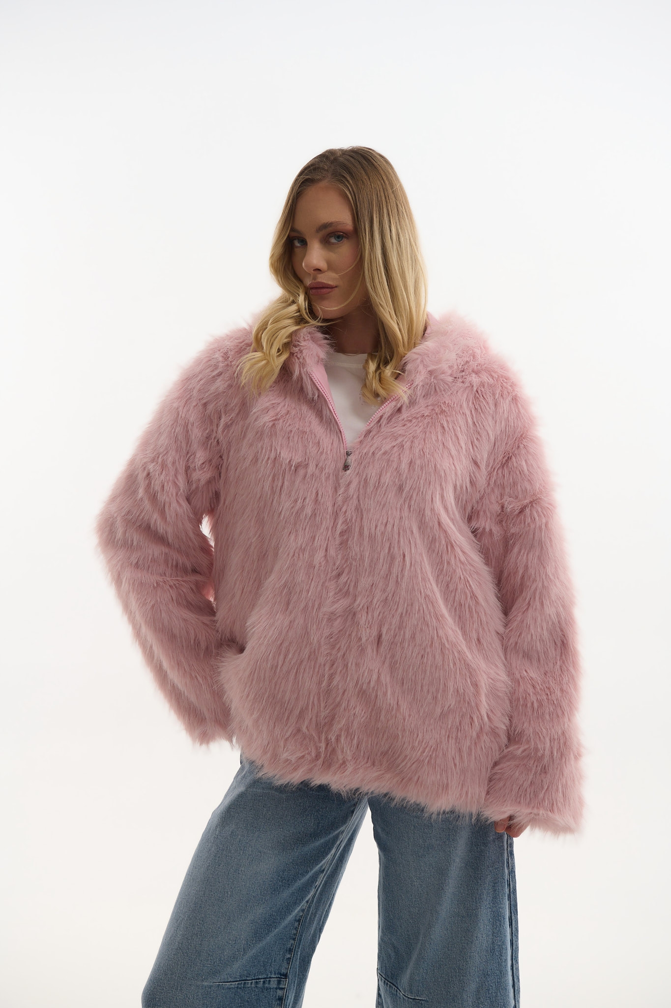 Γούνα με Κουκούλα & Φερμουάρ