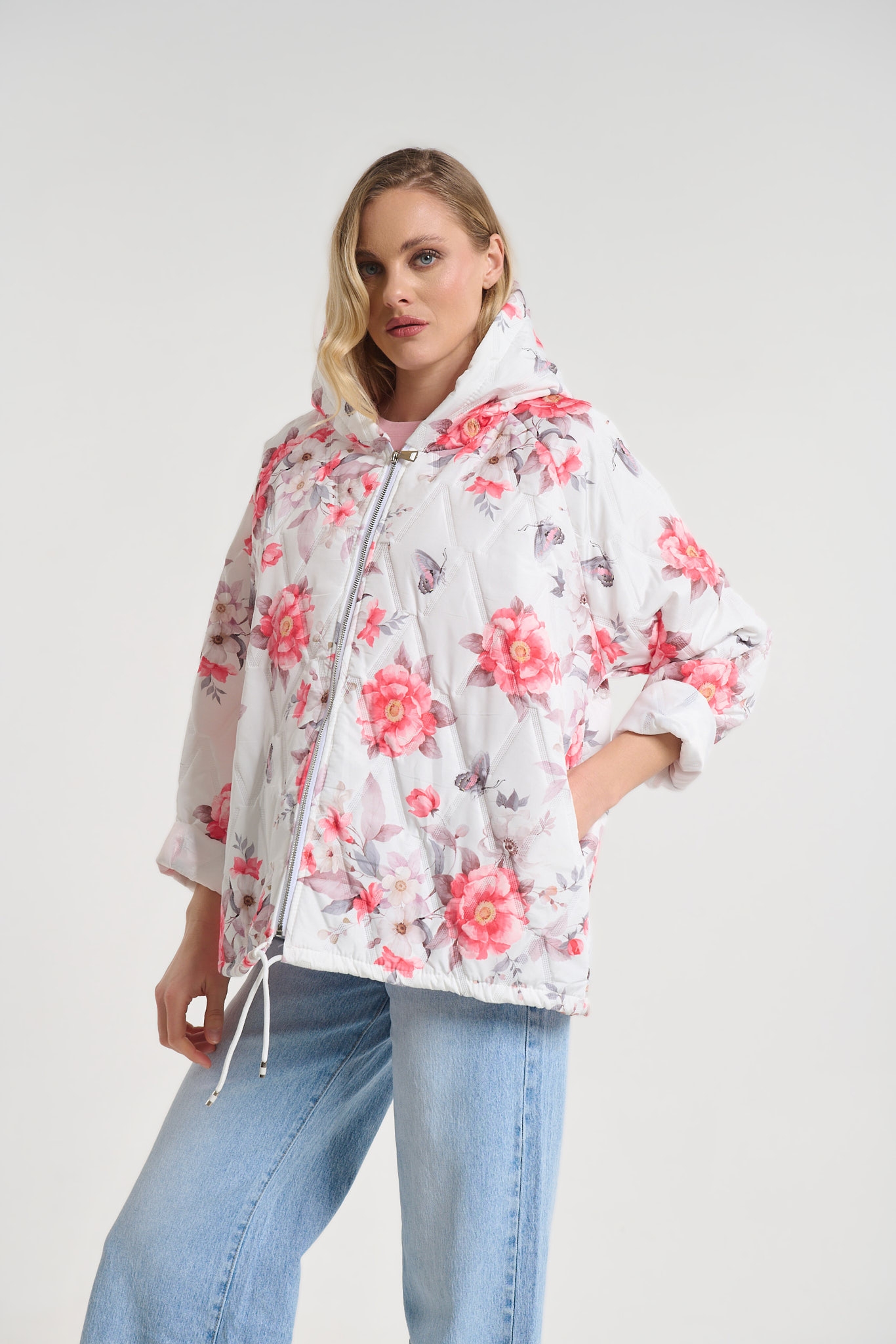 Floral Print Hooded Jacket