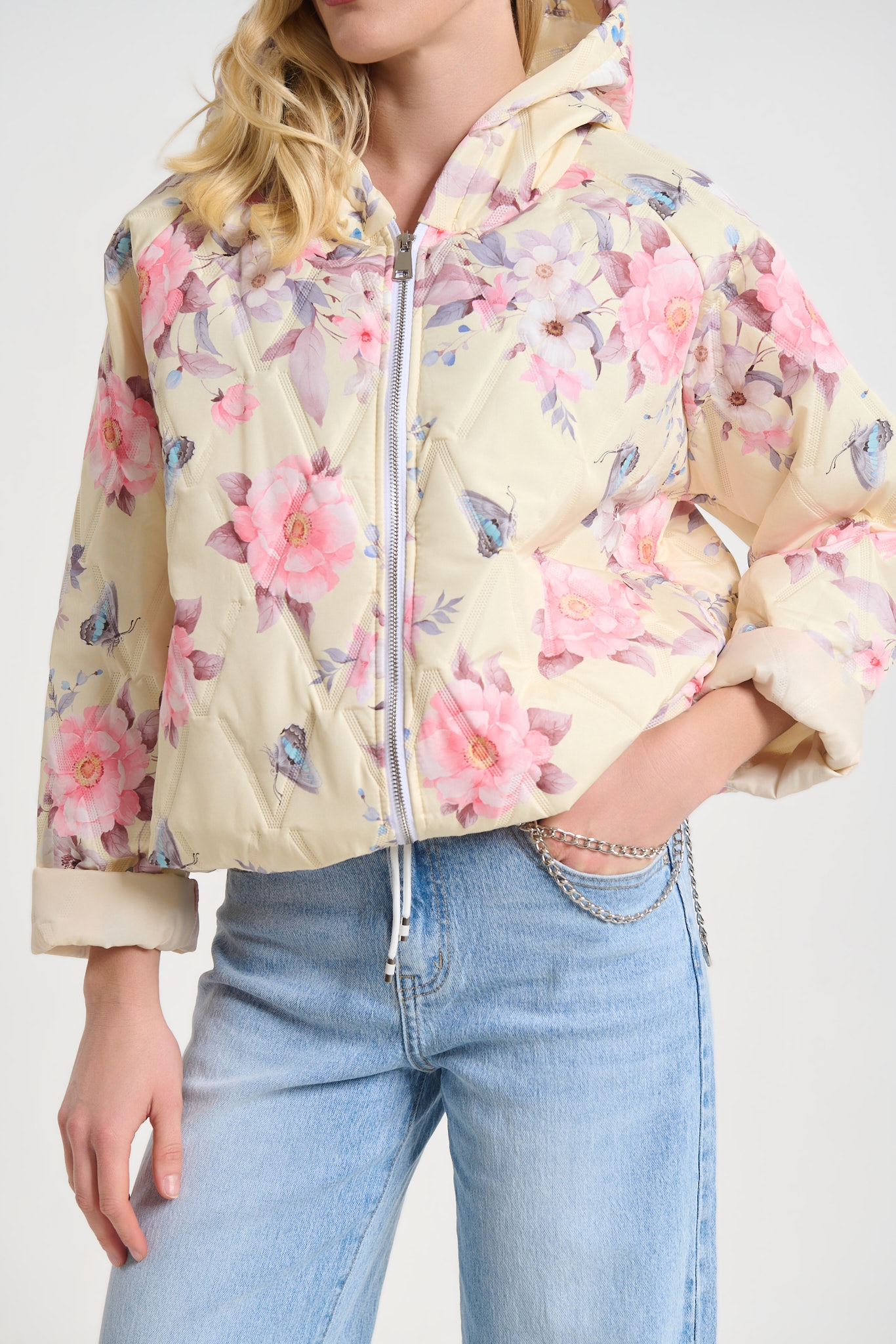 Floral Print Hooded Jacket