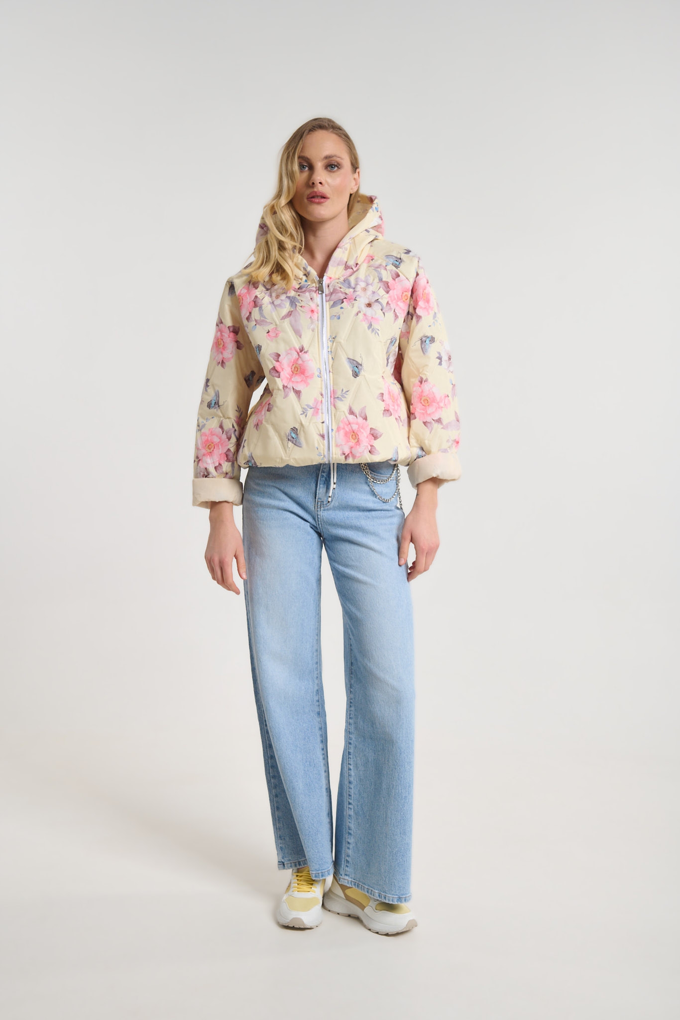 Floral Print Hooded Jacket