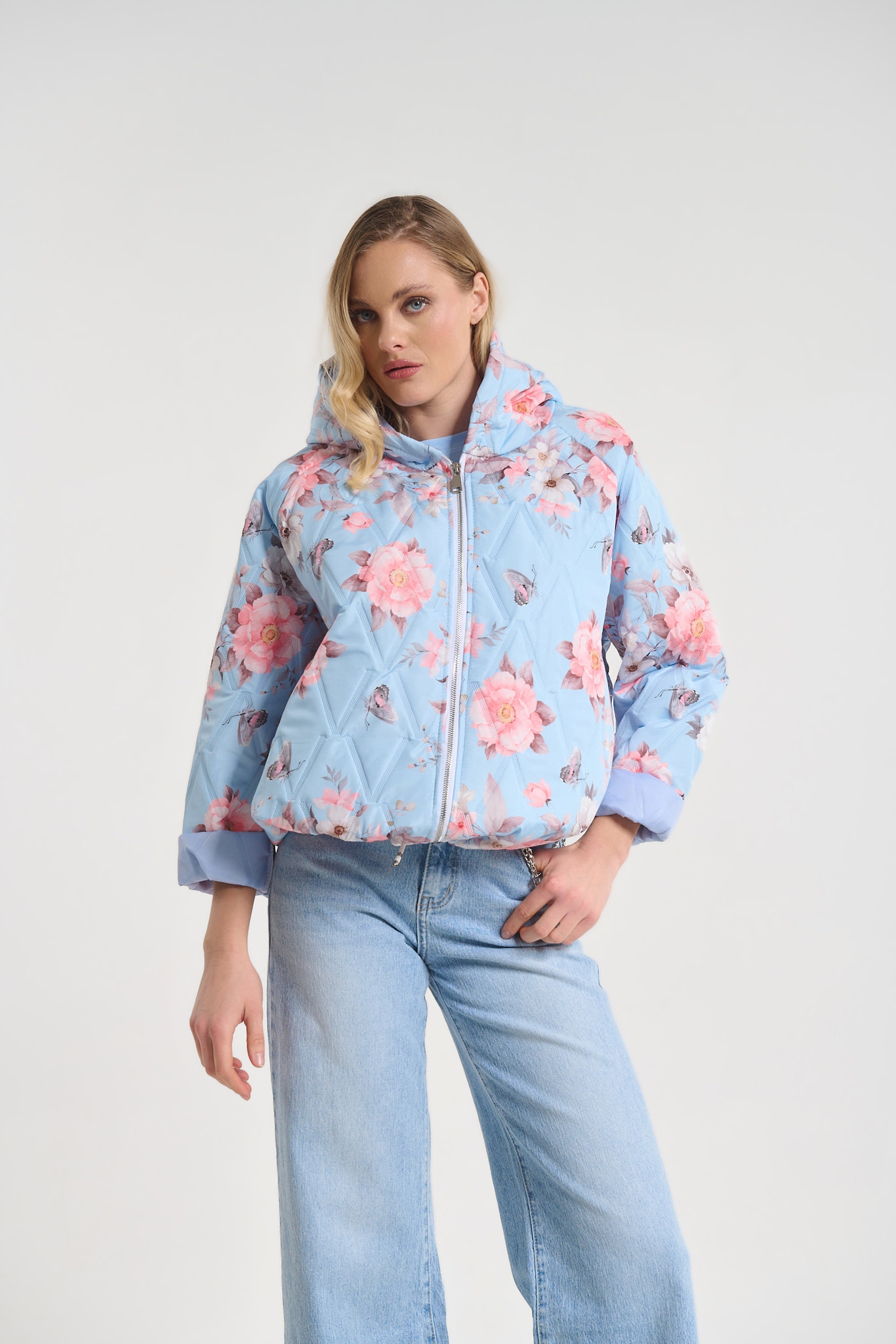Floral Print Hooded Jacket