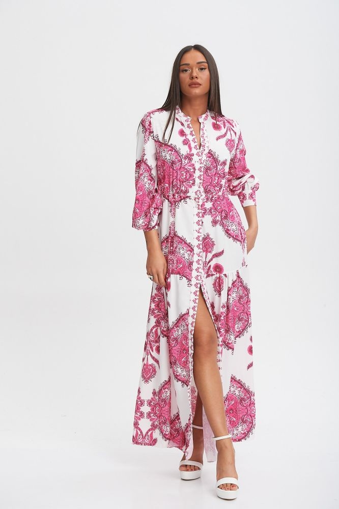 Φόρεμα Με Λαχούρ Με Κουμπιά Maxi