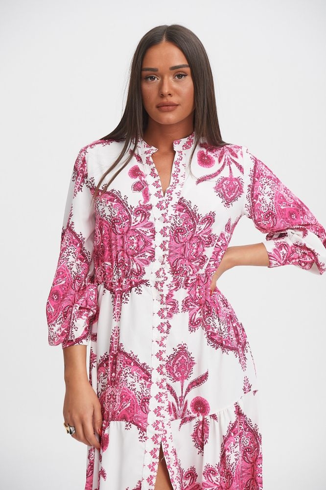 Φόρεμα Με Λαχούρ Με Κουμπιά Maxi