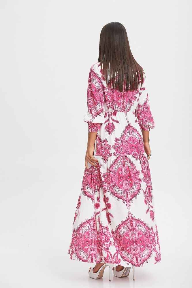 Φόρεμα Με Λαχούρ Με Κουμπιά Maxi