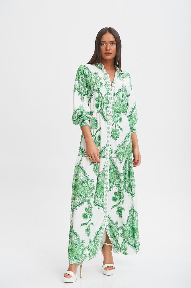 Φόρεμα Με Λαχούρ Με Κουμπιά Maxi