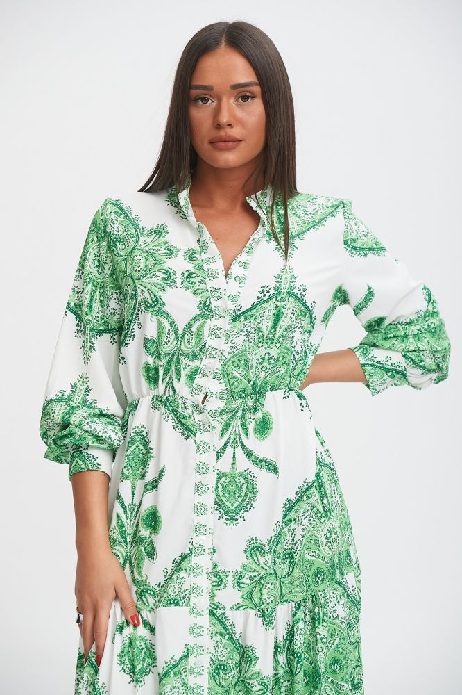 Φόρεμα Με Λαχούρ Με Κουμπιά Maxi