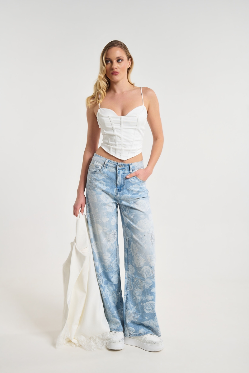 Crop Top με Εφέ Κορσέ