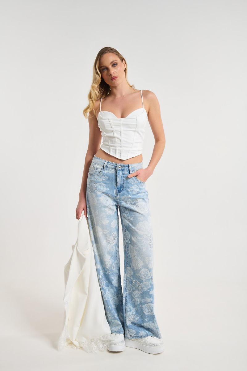 Crop Top με Εφέ Κορσέ