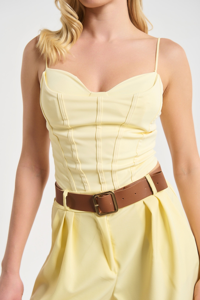 Crop Top με Εφέ Κορσέ