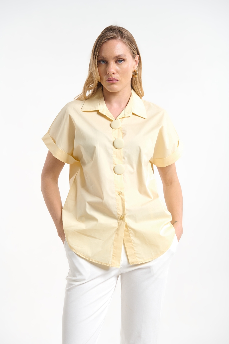 Short Sleeve Button-Up Shirt for Women