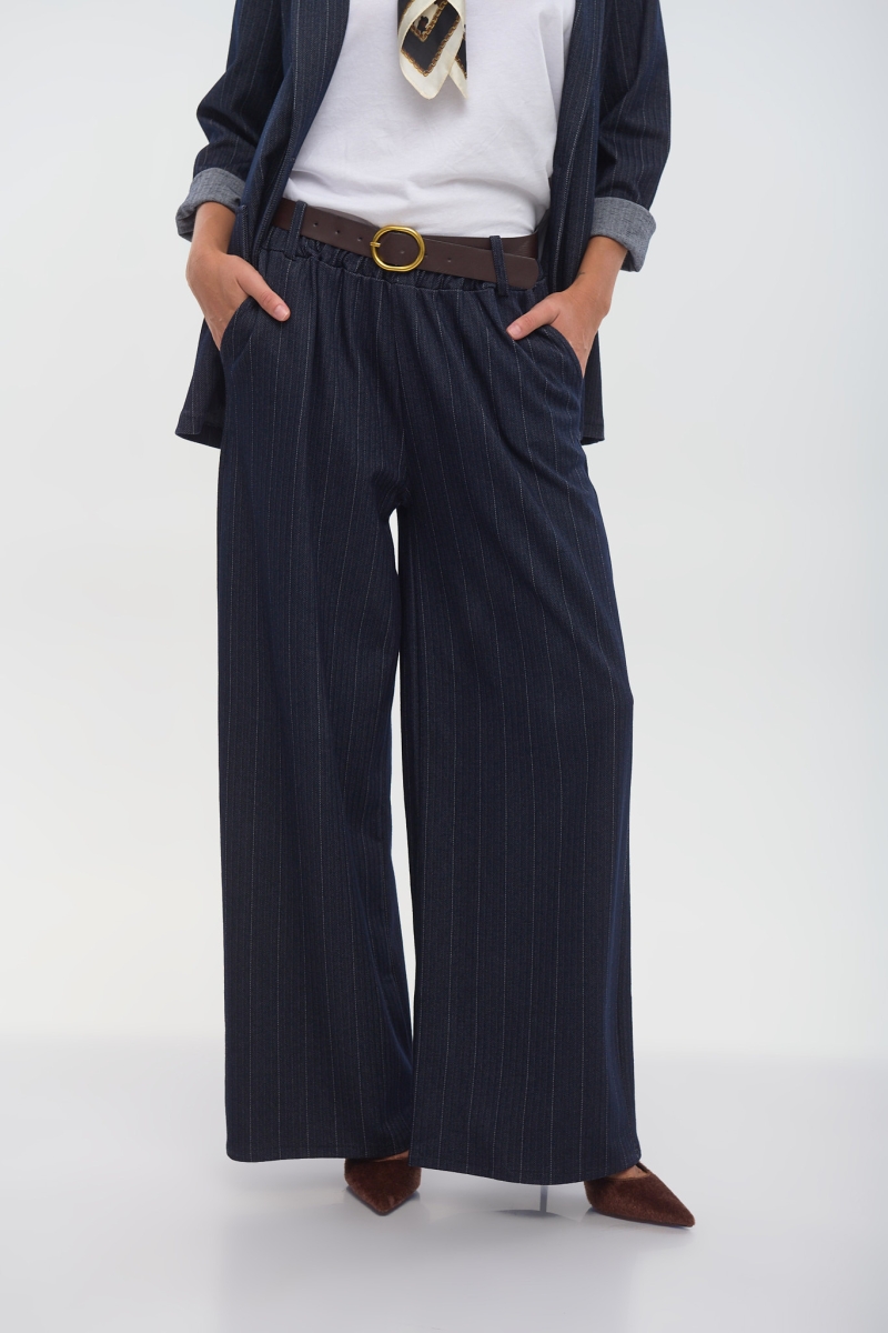 Striped Denim Palazzo Pants