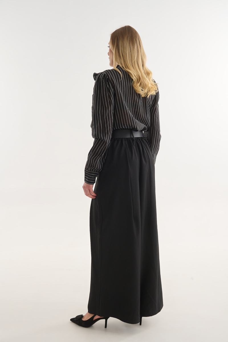 High Waist Pleated Trousers with Belt
