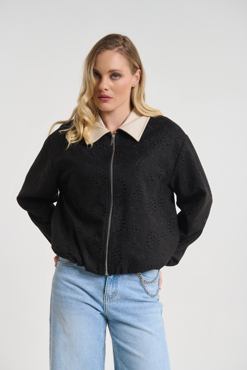 Broderie Zip-Up Jacket
