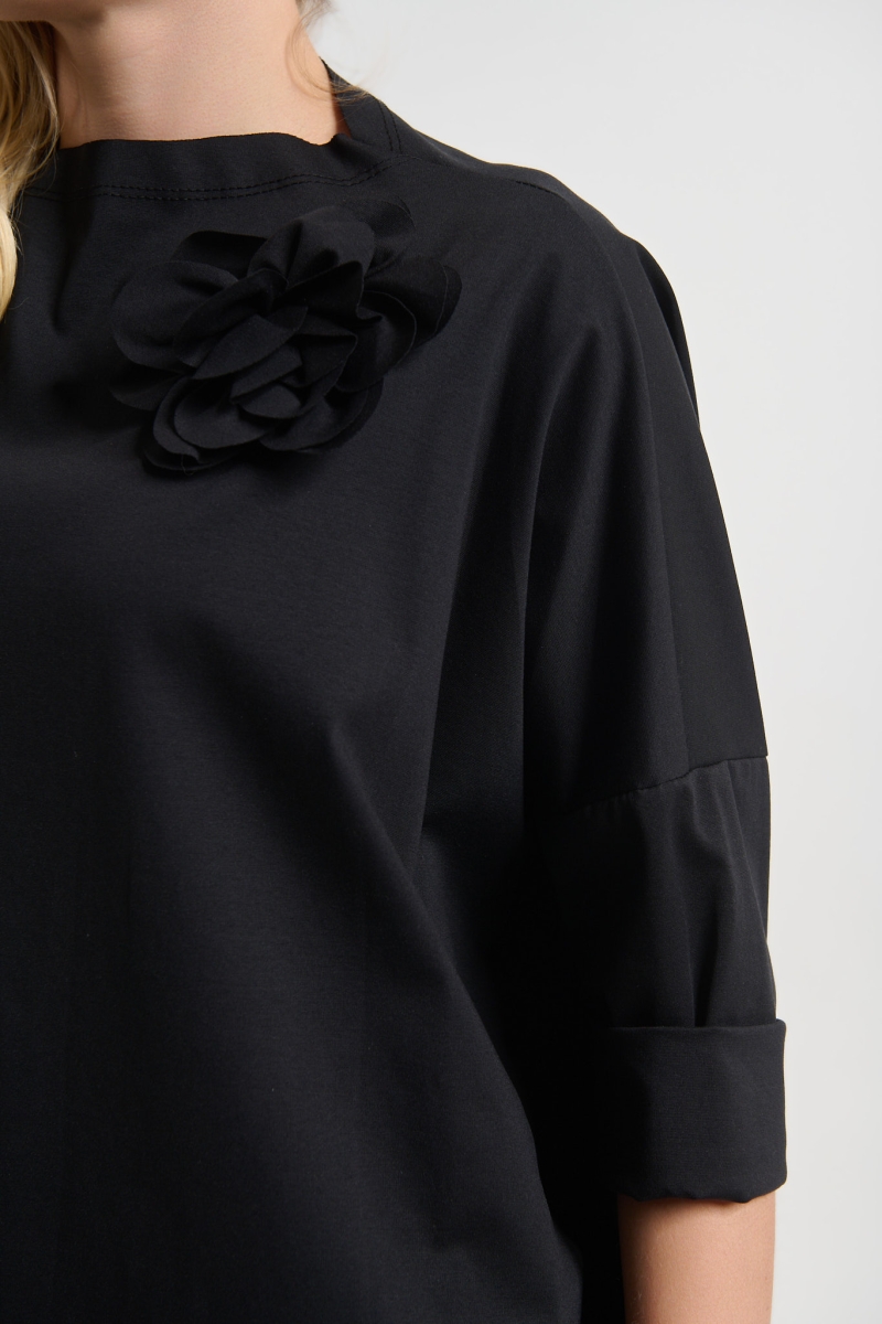 Asymmetrical Top with 3D Flower Detail