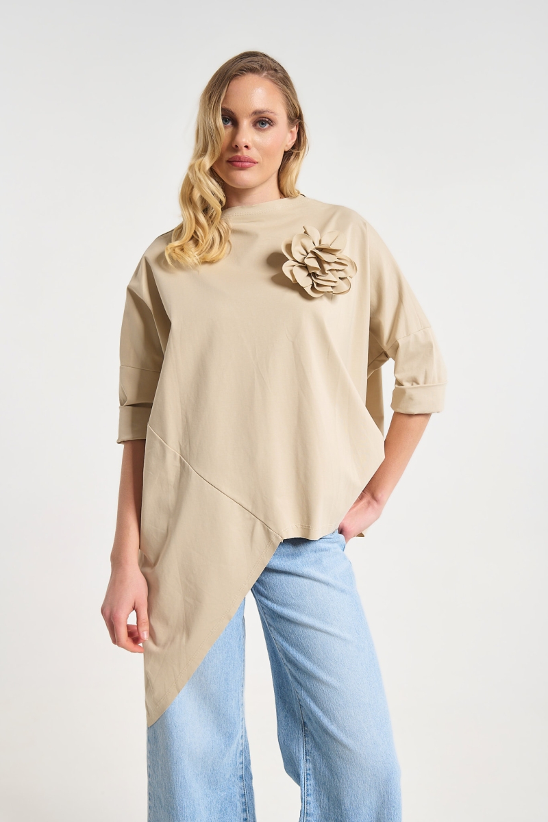 Μπλούζα Με 3/4 Μανίκι Κ Διακοσμητική Καρφίτσα