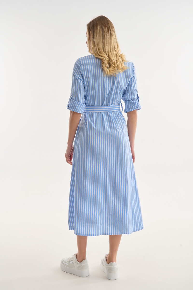 Striped Shirt Dress with Chain Detail